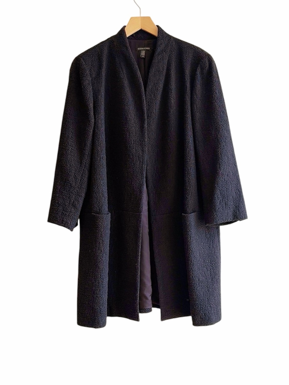 Eileen Fisher Black long jacket size L large
